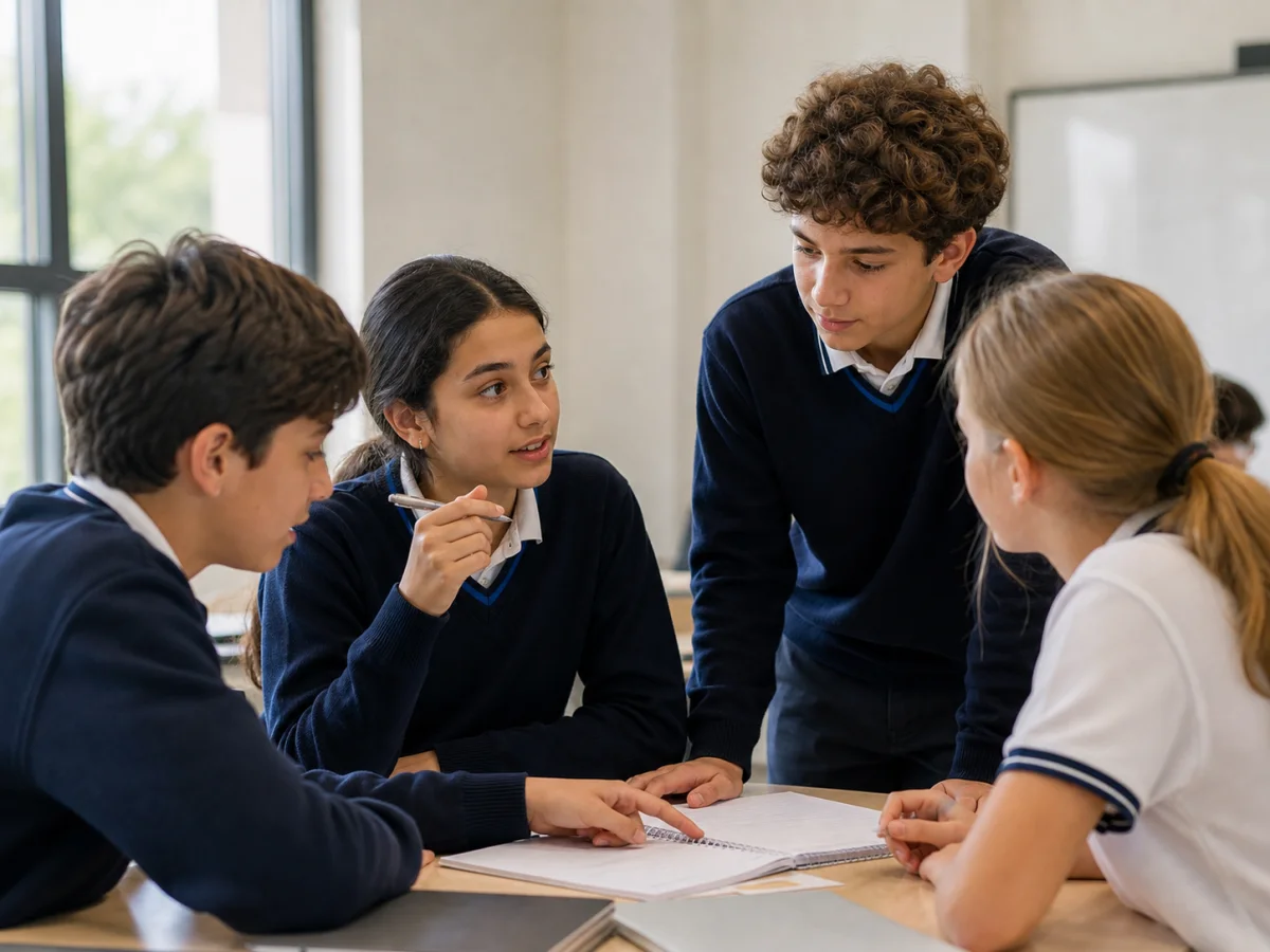 Stanley students discussing a question together